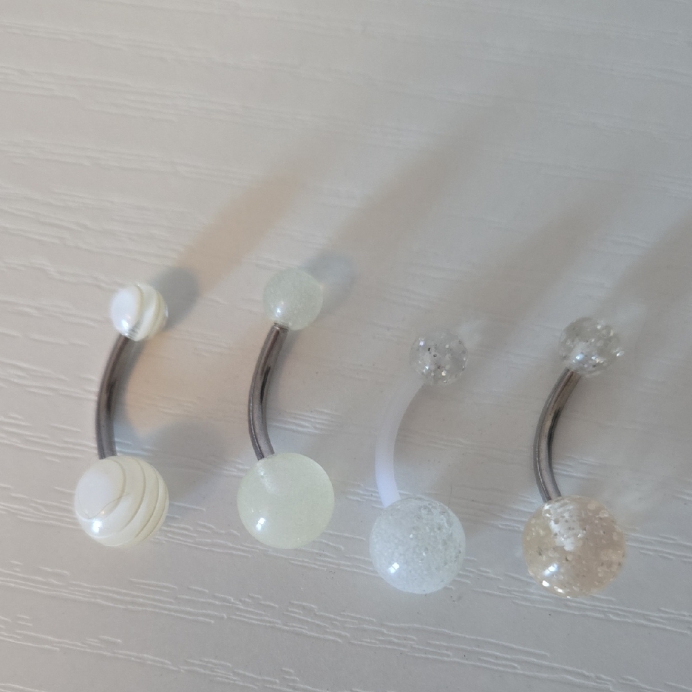 Elegant Curved Barbell Set - White and Silver